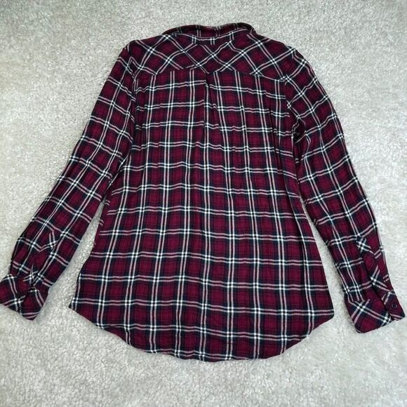 Rails Hunter Flannel Plaid Button Up Shirt Burgundy Blue - Picture 3 of 7